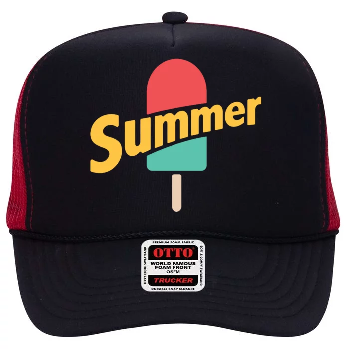 Summer Vacation Ice Cream Popsicle High Crown Mesh Trucker Hat