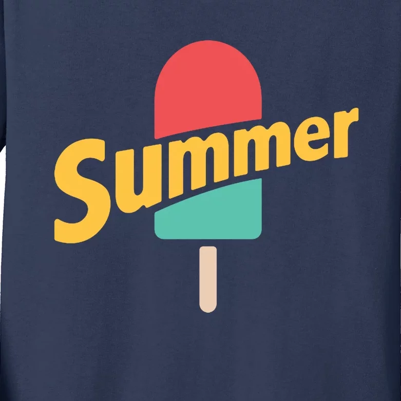 Summer Vacation Ice Cream Popsicle Kids Long Sleeve Shirt