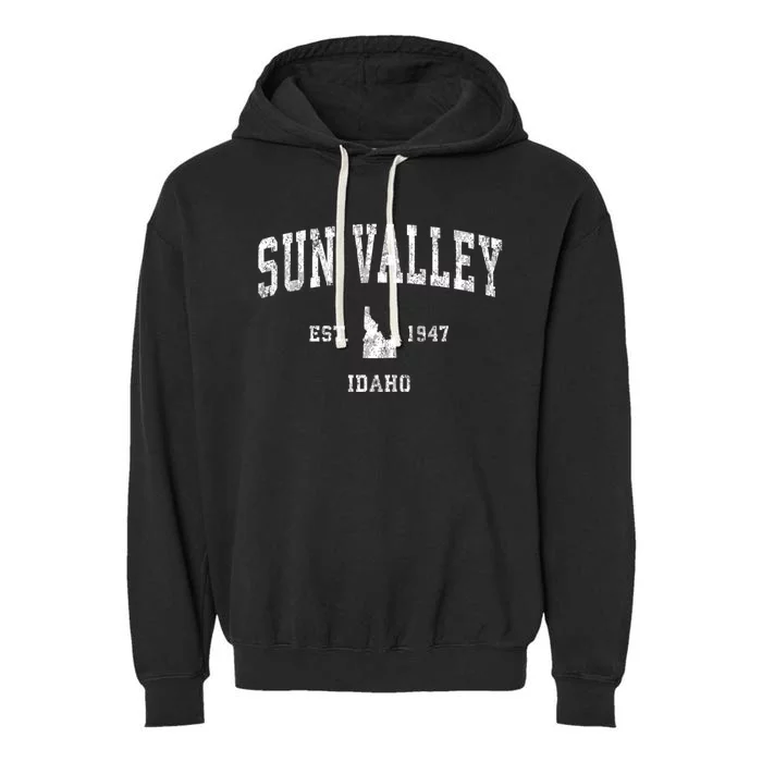 Sun Valley Idaho Id Vintage Athletic Sports Garment-Dyed Fleece Hoodie