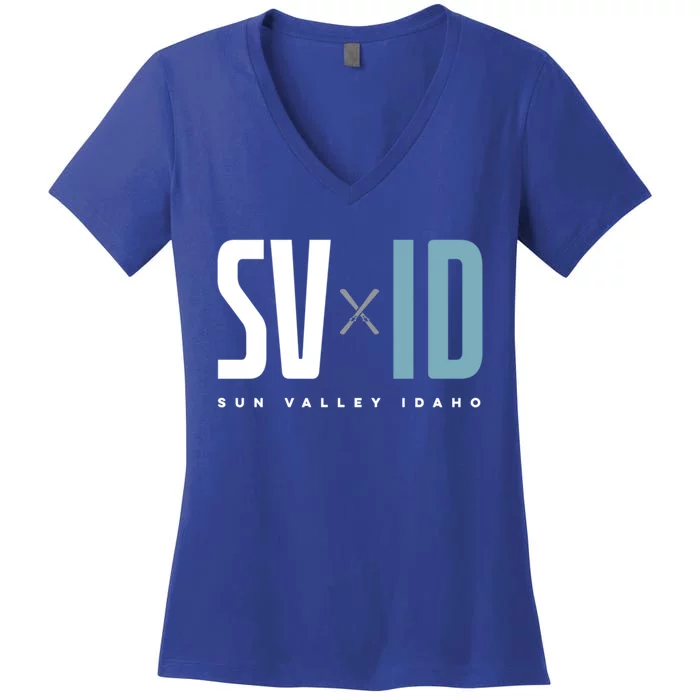 Sun Valley Idaho Graphic Ski Gift Women's V-Neck T-Shirt