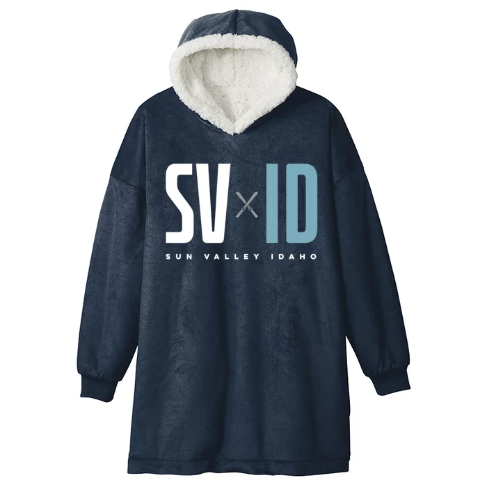 Sun Valley Idaho Graphic Ski Gift Hooded Wearable Blanket