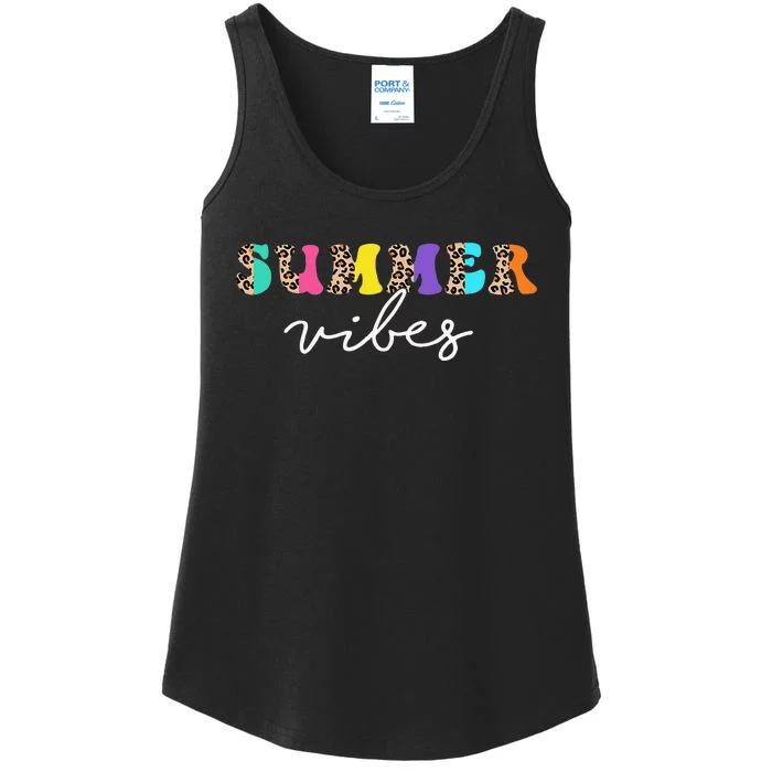 Summer Vibes Leopard Hello Summer Vacation Family Ladies Essential Tank