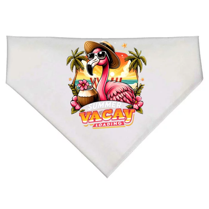 Summer Vacay Loading Hello Summer Cute Flamingo Family Trip Gift USA-Made Doggie Bandana