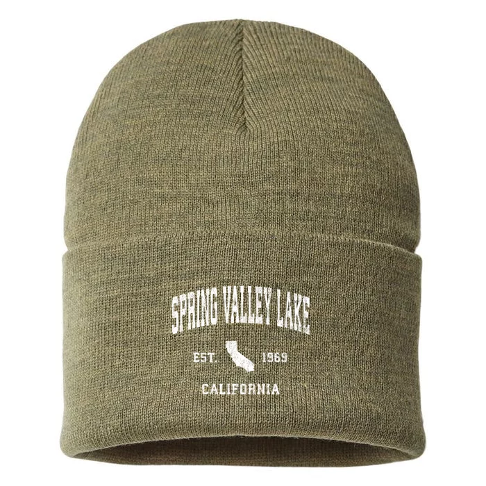 Spring Valley Lake California Ca Vintage Athletic Sustainable Knit Beanie