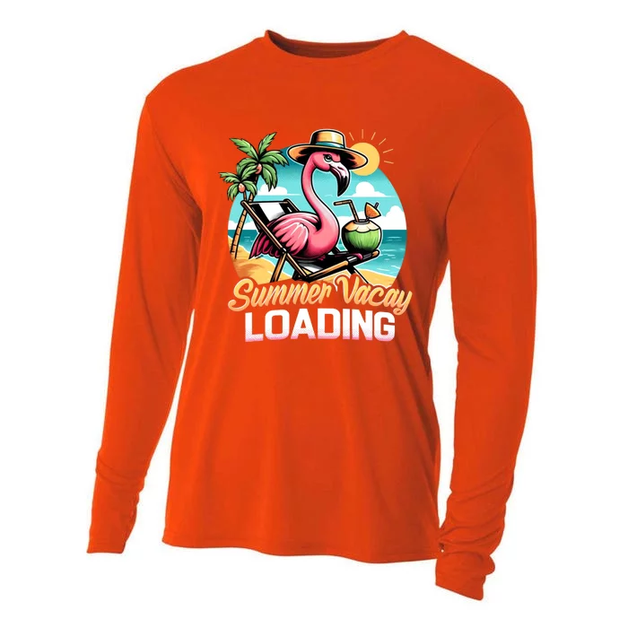 Summer Vacay Loading Hello Summer Family Trip Cute Flamingo Meaningful Gift Cooling Performance Long Sleeve Crew