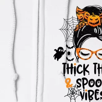 Spooky Vibes Messy Bun Halloween Leggings Full Zip Hoodie