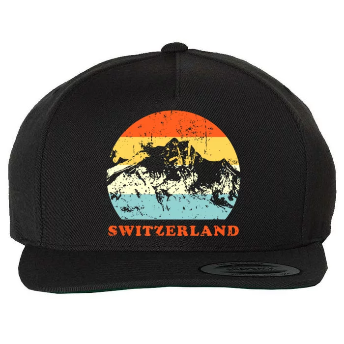 Switzerland Vintage Mountains Swiss Souvenir Gift Wool Snapback Cap