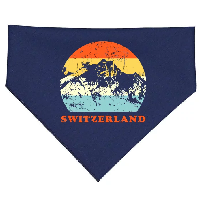 Switzerland Vintage Mountains Swiss Souvenir Gift USA-Made Doggie Bandana