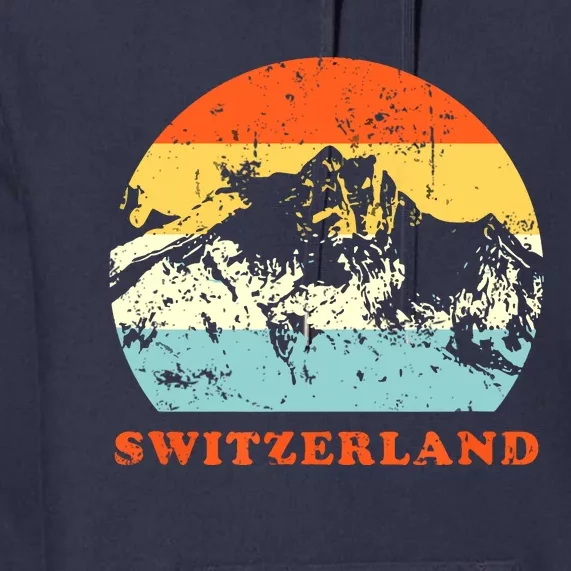 Switzerland Vintage Mountains Swiss Souvenir Gift Premium Hoodie