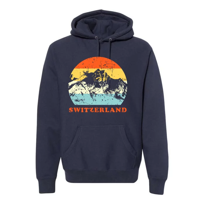 Switzerland Vintage Mountains Swiss Souvenir Gift Premium Hoodie