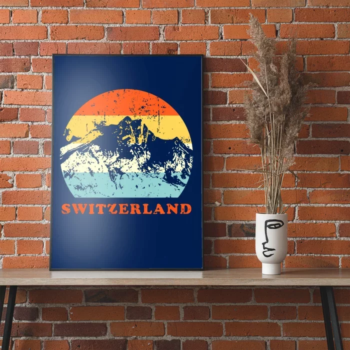 Switzerland Vintage Mountains Swiss Souvenir Gift Poster