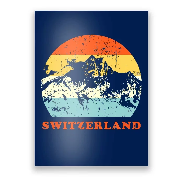 Switzerland Vintage Mountains Swiss Souvenir Gift Poster