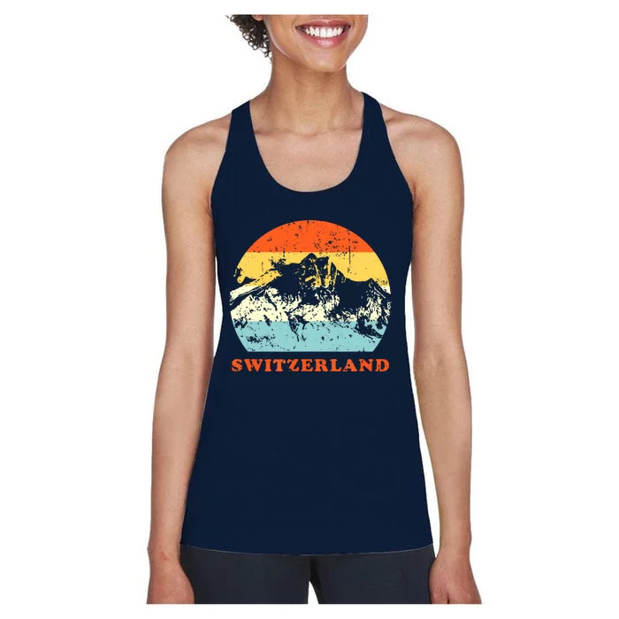 Switzerland Vintage Mountains Swiss Souvenir Gift Women's Racerback Tank