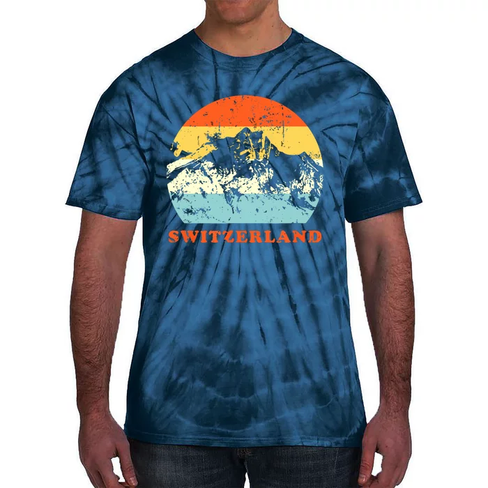 Switzerland Vintage Mountains Swiss Souvenir Gift Tie-Dye T-Shirt