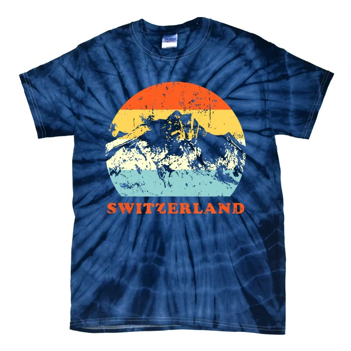 Switzerland Vintage Mountains Swiss Souvenir Gift Tie-Dye T-Shirt