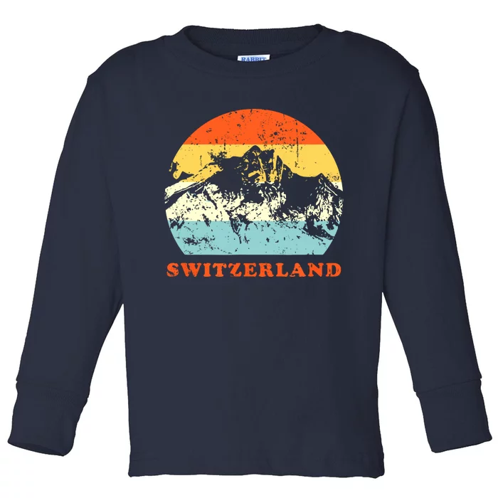 Switzerland Vintage Mountains Swiss Souvenir Gift Toddler Long Sleeve Shirt