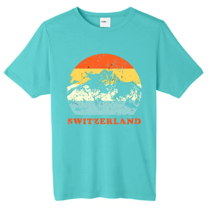 Switzerland Vintage Mountains Swiss Souvenir Gift ChromaSoft Performance T-Shirt