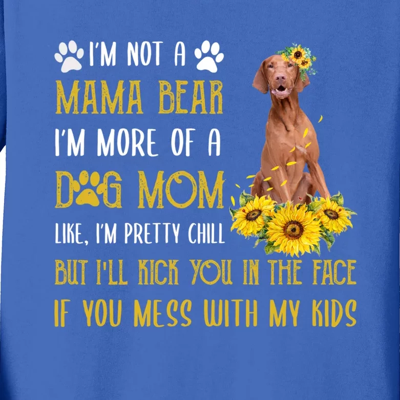 Sunflower Vizsla Mom Mothers Day Dog Mom Gift Kids Long Sleeve Shirt