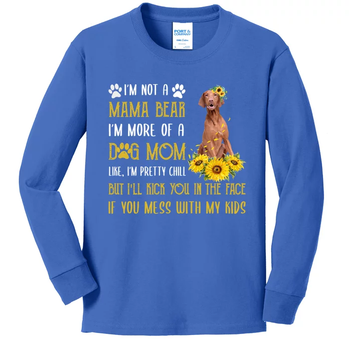 Sunflower Vizsla Mom Mothers Day Dog Mom Gift Kids Long Sleeve Shirt