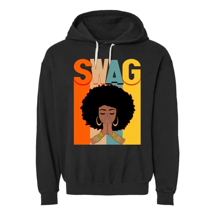 Swag Vintage Melanin Afro Queen Black History Month Gift Garment-Dyed Fleece Hoodie