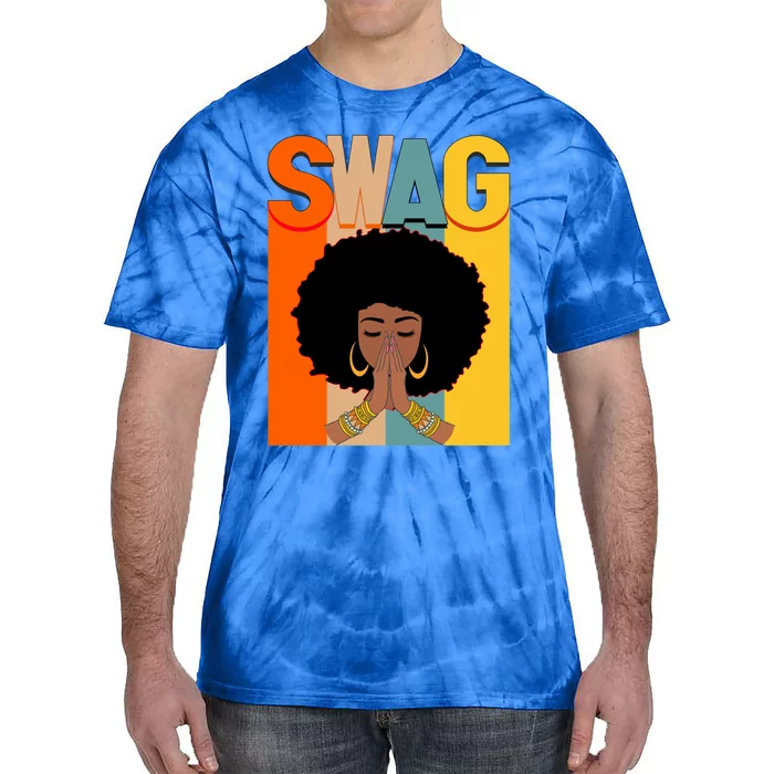 Swag Vintage Melanin Afro Queen Black History Month Gift Tie-Dye T-Shirt