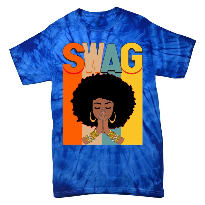 Swag Vintage Melanin Afro Queen Black History Month Gift Tie-Dye T-Shirt