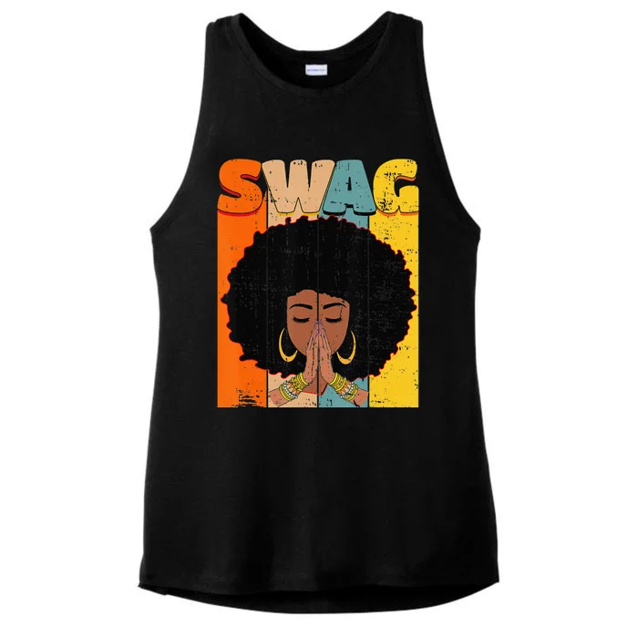 Swag Vintage Melanin Afro Woman Queen Black History Month Ladies Tri-Blend Wicking Tank