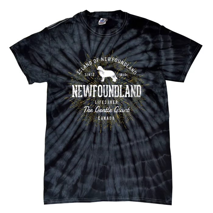 S Vintage Newfie For Dog Lovers Newfoundland Vneck Tie-Dye T-Shirt