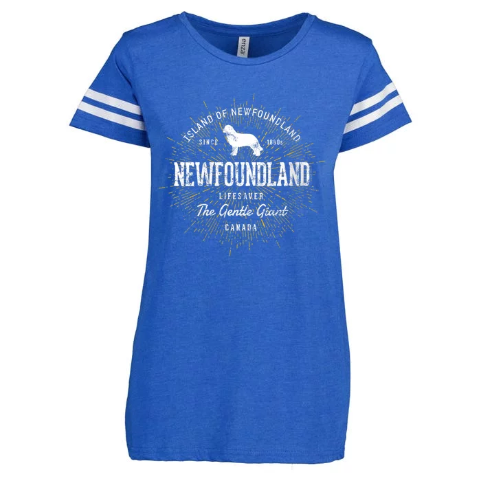 S Vintage Newfie For Dog Lovers Newfoundland Vneck Enza Ladies Jersey Football T-Shirt