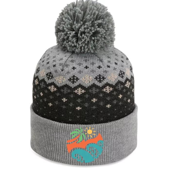 Summer Vacation Ocean Waves The Baniff Cuffed Pom Beanie