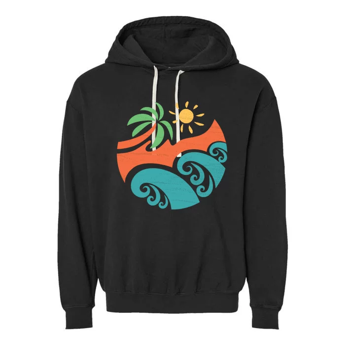 Summer Vacation Ocean Waves Garment-Dyed Fleece Hoodie