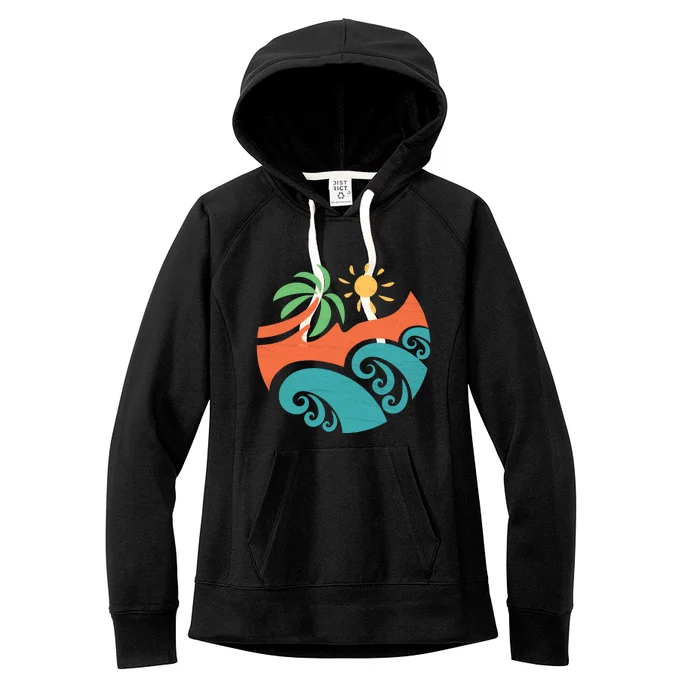 Summer Vacation Ocean Waves Women's Fleece Hoodie