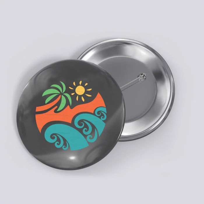 Summer Vacation Ocean Waves Button