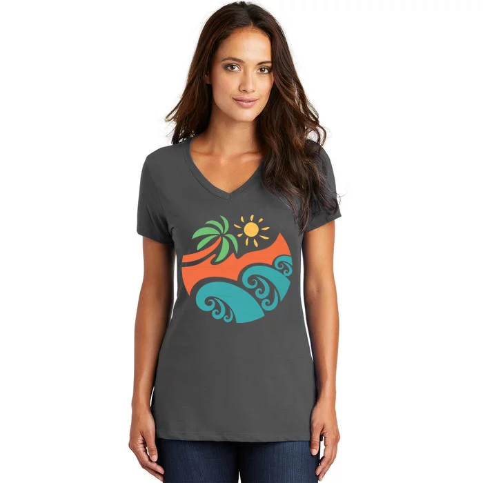 Summer Vacation Ocean Waves Women's V-Neck T-Shirt