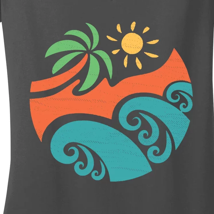 Summer Vacation Ocean Waves Women's V-Neck T-Shirt