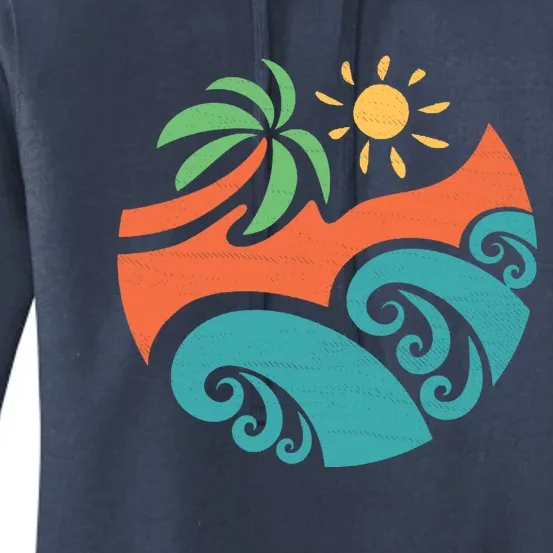 Summer Vacation Ocean Waves Women's Pullover Hoodie