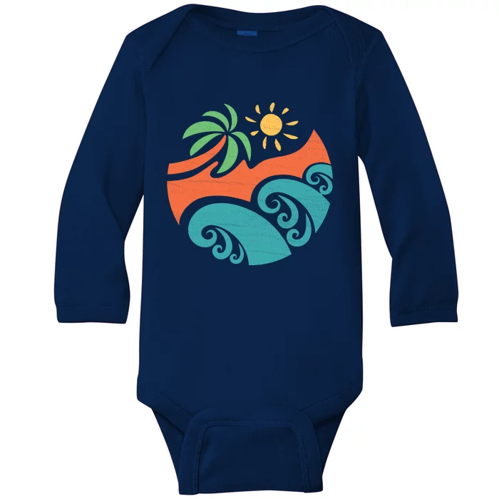 Summer Vacation Ocean Waves Baby Long Sleeve Bodysuit