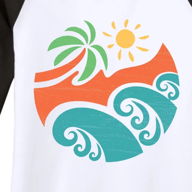 Summer Vacation Ocean Waves Women's Tri-Blend 3/4-Sleeve Raglan Shirt