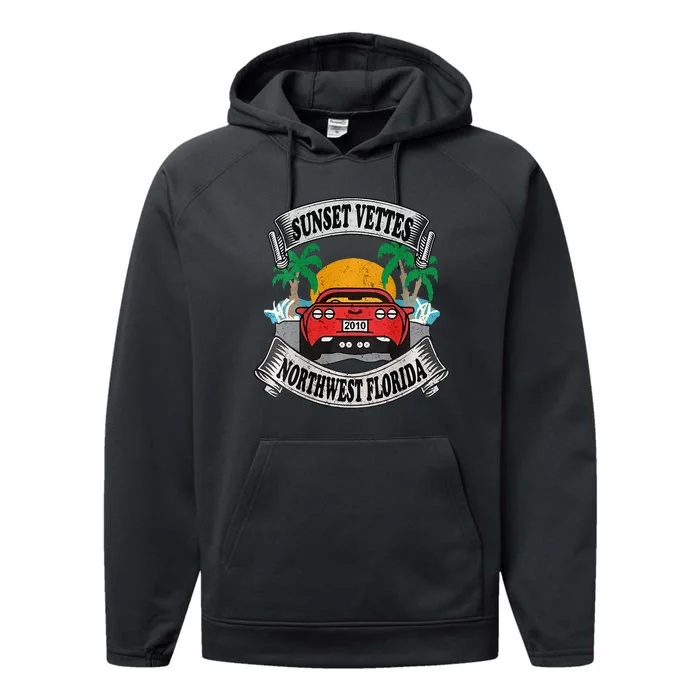 Sunset Vettes Of Northwest Florida Performance Fleece Hoodie