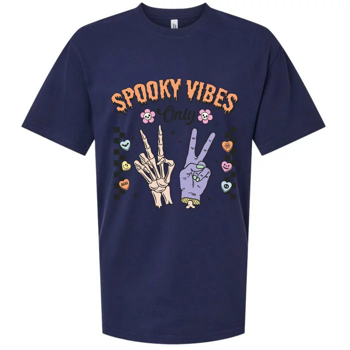 Spooky Vibes Only Skeleton Bone Hand Halloween Gift Sueded Cloud Jersey T-Shirt