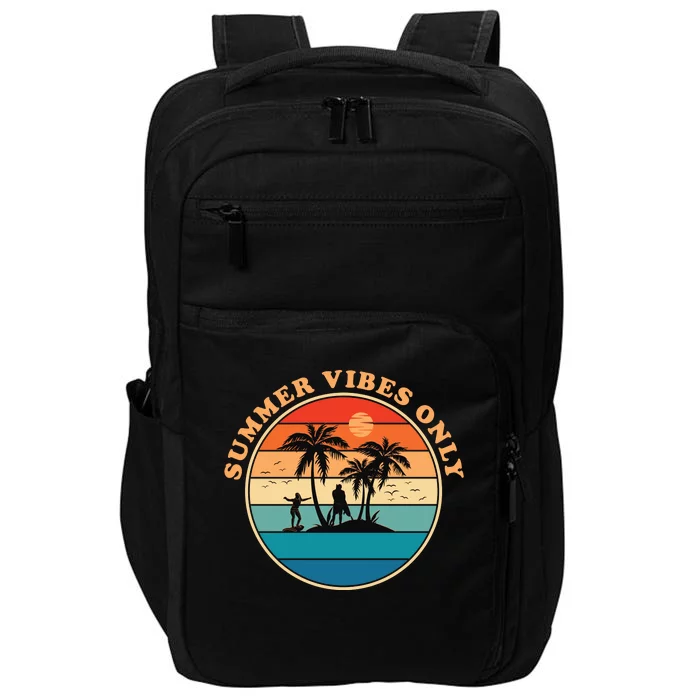 Summer Vibes Only Retro Beach Sunset Impact Tech Backpack