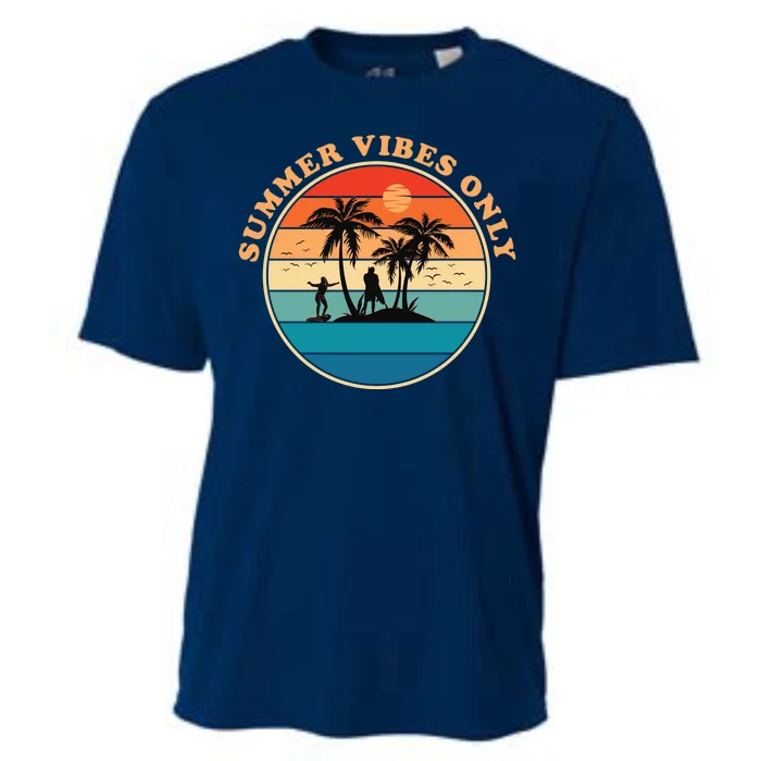 Summer Vibes Only Retro Beach Sunset Cooling Performance Crew T-Shirt