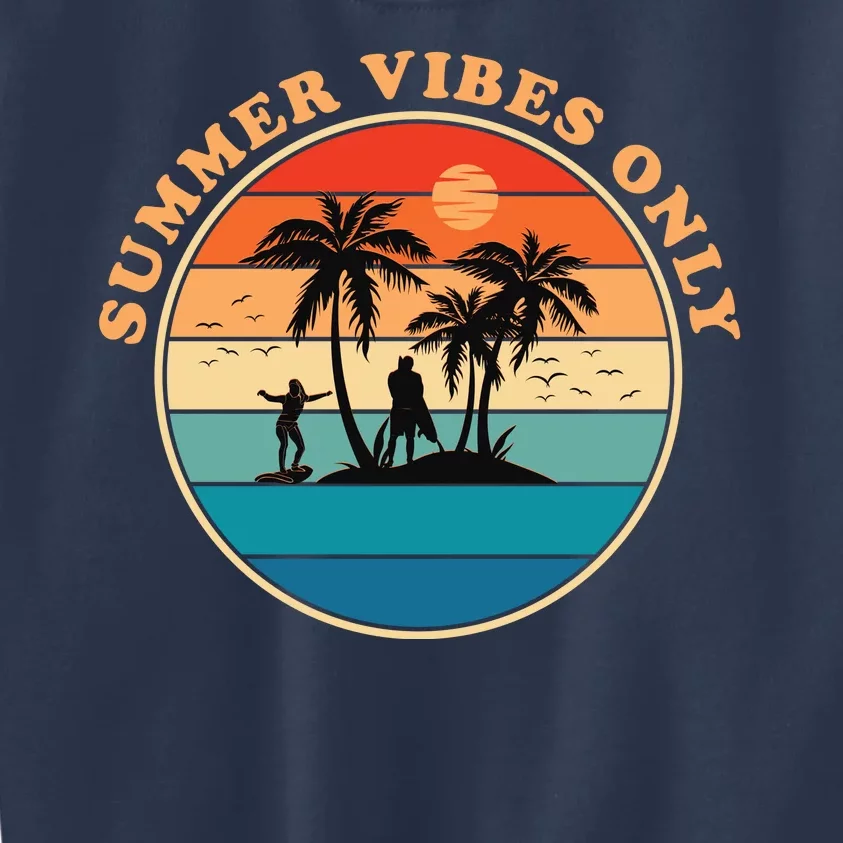 Summer Vibes Only Retro Beach Sunset Kids Sweatshirt