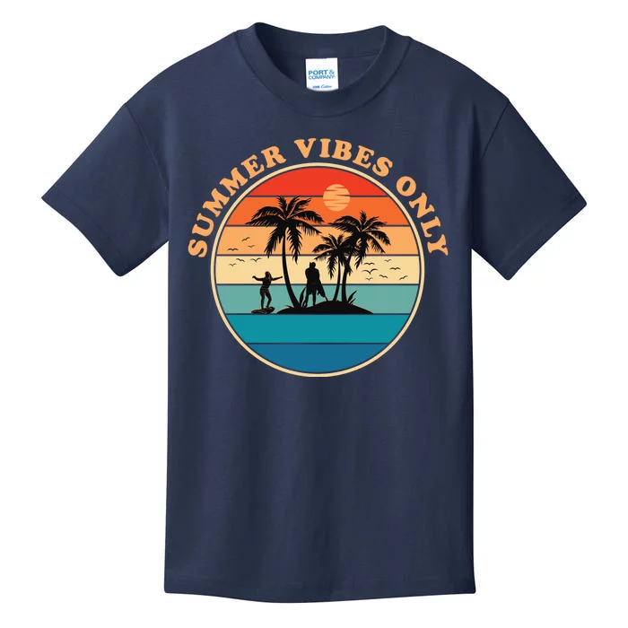 Summer Vibes Only Retro Beach Sunset Kids T-Shirt