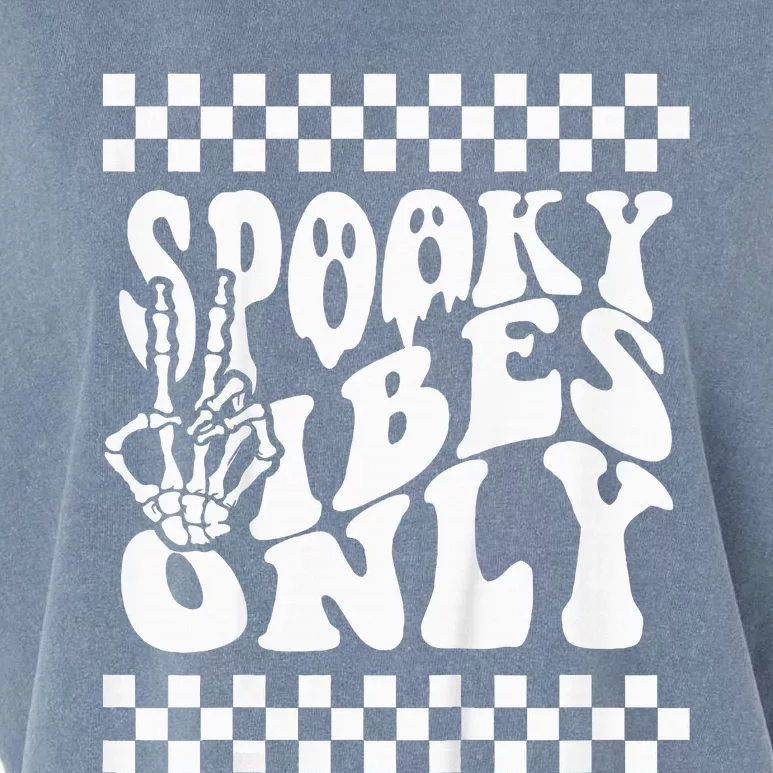 Spooky Vibes Only Halloween Skeleton Peace Checkered Garment-Dyed Women's Muscle Tee