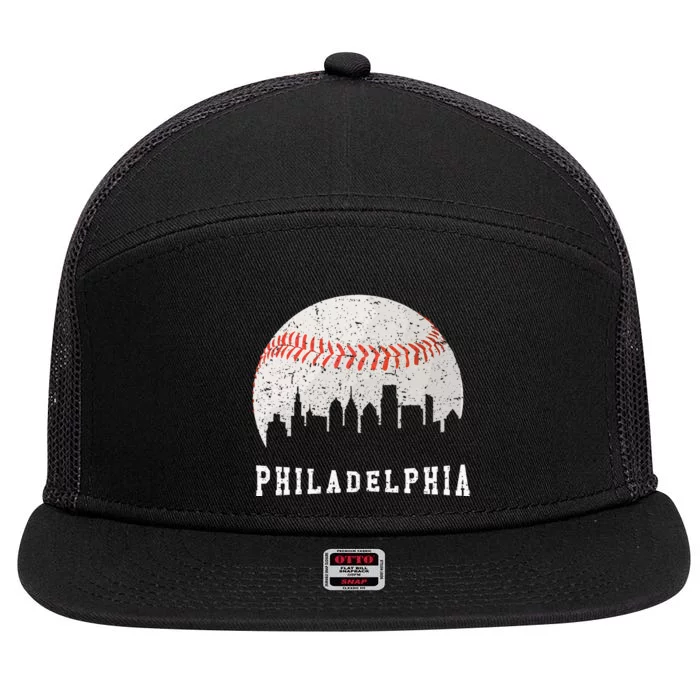 Skyline Vintage Philadelphia Baseball Fans 7 Panel Mesh Trucker Snapback Hat