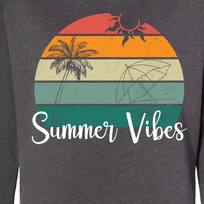 Summer Vibes Palm Trees Retro Sunset Womens California Wash Sweatshirt