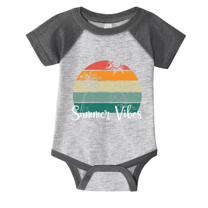 Summer Vibes Palm Trees Retro Sunset Infant Baby Jersey Bodysuit