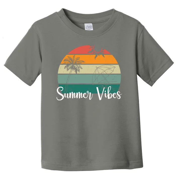 Summer Vibes Palm Trees Retro Sunset Toddler T-Shirt