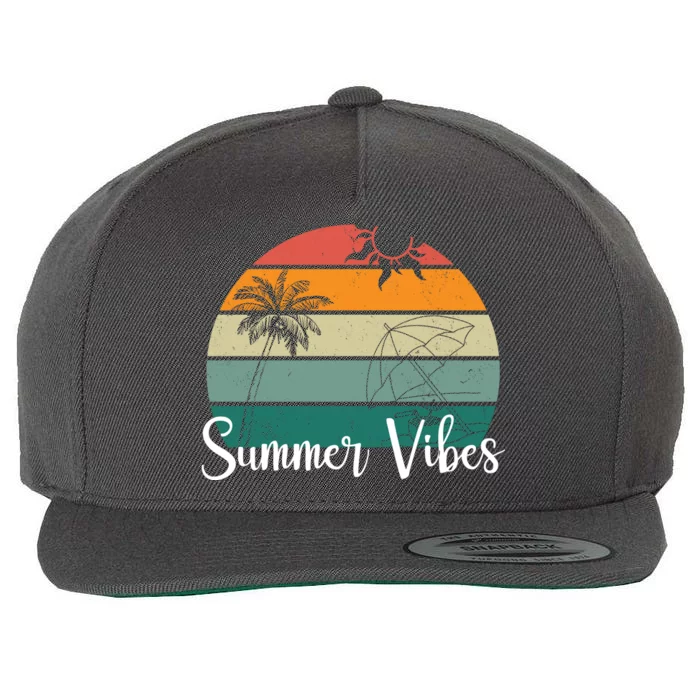 Summer Vibes Palm Trees Retro Sunset Wool Snapback Cap